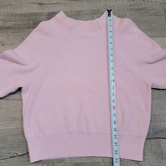 Free People Too Good Sweater Mock Neck Baby Pink Ribbed Cotton Size Medium - Picture 8 of 8
